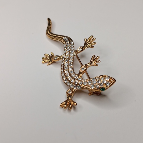 Vintage Roma signed rhinestone crawling lizard brooch pin - Picture 2 of 4